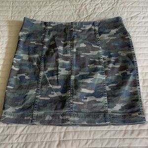 Free People denim camouflage mini skirt
